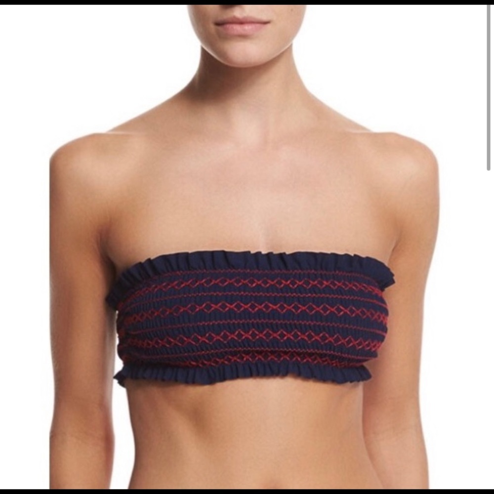 Tory Burch Navy & Red Costa Bandeau Bikini Top